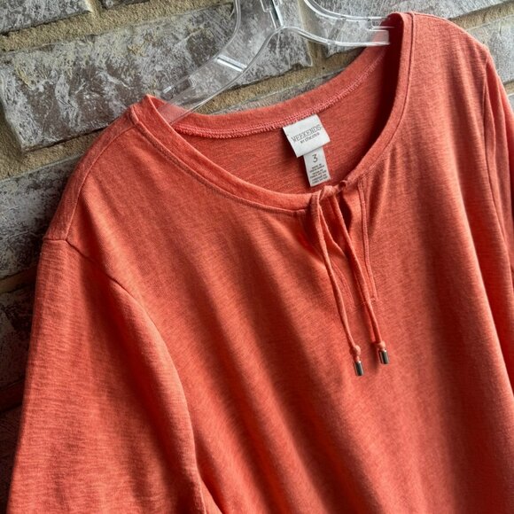 Chico's Weekends Short Sleeve Tie Neck Stretch Tee Shirt Women's Size 3 (XL) - Picture 5 of 8